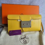 Hermes Goodlock Clutch Soliel Yellow Box Leather with Palladium Hardware #CSCC-2 - Image 2