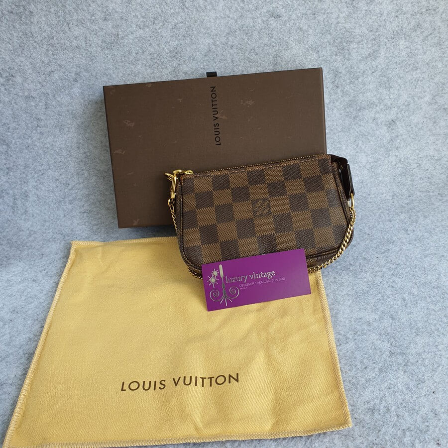 Louis Vuitton Mini Pochette accessoires Damier Ebene Gold hardware