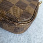 LV Mini Pochette Accessoires Damier Ebene Coated Canvas with Gold Hardware #GLSSU-2 - Image 6
