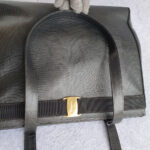 Salvatore Ferragamo Vintage Shopper Black Lizard Printed Leather with Gold Hardware #KRUY-3 - Image 20