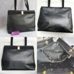 Salvatore Ferragamo Vintage Shopper Black Lizard Printed Leather with Gold Hardware #KRUY-3 - Image 3