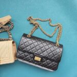 Chanel 2.55 Double Flap A37586 Black Aged Calfskin with Gold Hardware #TTRE-1