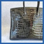 Hermes Birkin 35 Black Shiny Porosus with Palladium Plated Hardware #TTLR-15 - Image 8