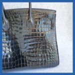 Hermes Birkin 35 Black Shiny Porosus with Palladium Plated Hardware #TTLR-15 - Image 9