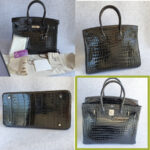 Hermes Birkin 35 Black Shiny Porosus with Palladium Plated Hardware #TTLR-15 - Image 2