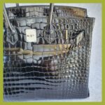 Hermes Birkin 35 Black Shiny Porosus with Palladium Plated Hardware #TTLR-15 - Image 4