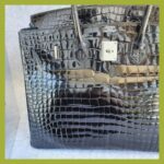 Hermes Birkin 35 Black Shiny Porosus with Palladium Plated Hardware #TTLR-15 - Image 3
