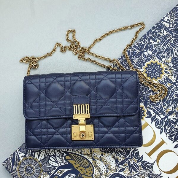 Dior Addict Wallet On ChainClutch Blue Lambskin with Rustic Gold Hardware #TOEO-5