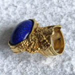 YSL Sz6 Arsty Ring Blue Lapis Stone wIth Gold Plated Hardware #KYYT-13 - Image 5