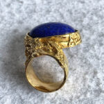 YSL Sz6 Arsty Ring Blue Lapis Stone wIth Gold Plated Hardware #KYYT-13 - Image 4