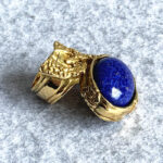 YSL Sz6 Arsty Ring Blue Lapis Stone wIth Gold Plated Hardware #KYYT-13 - Image 6
