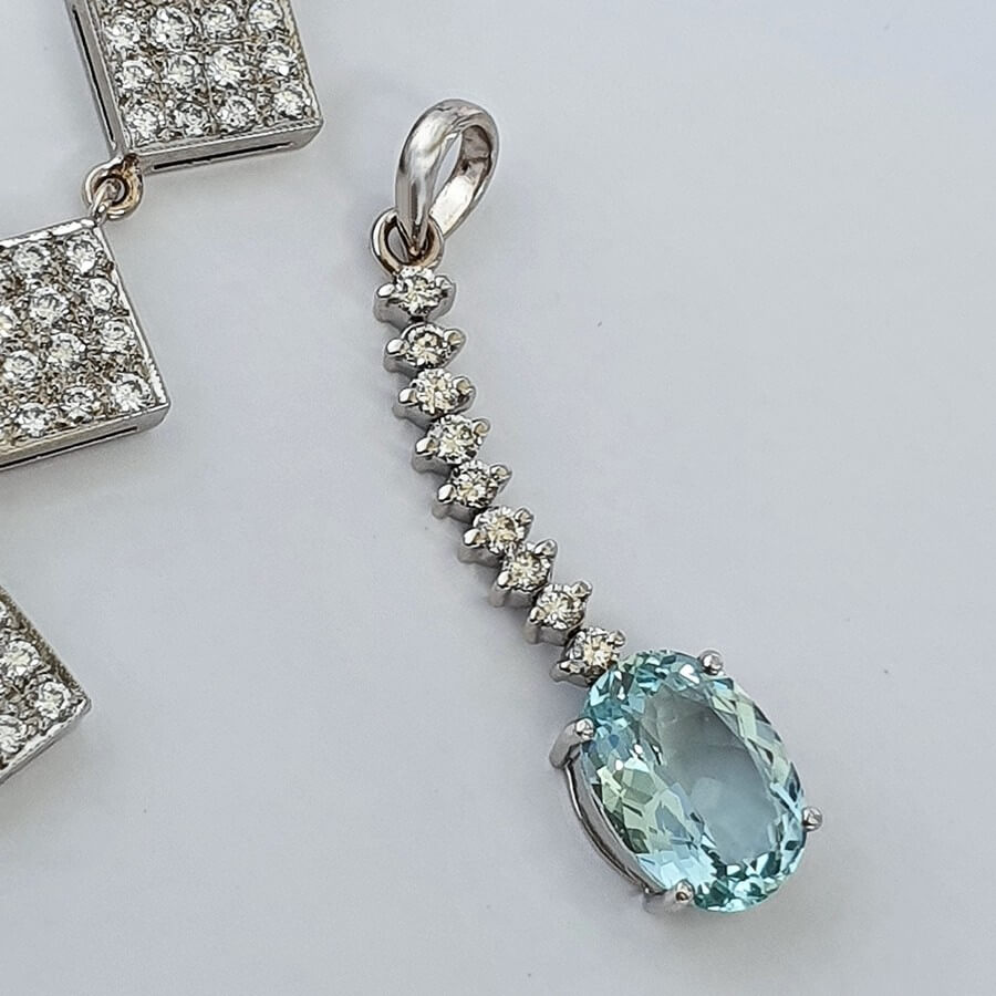 Diamond & Aquamarine Pendant #TOYC-8