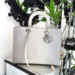 Dior Lady Dior Large Off White/Grey Snake Skin with Silver Hardware #TOOK-7