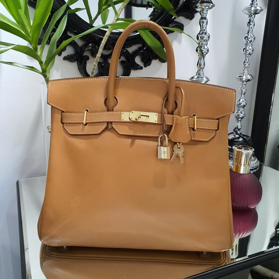 Hermes HAC 32cm Gold Brown Ardennes Leather with Gold Plated Hardware #TORK-1