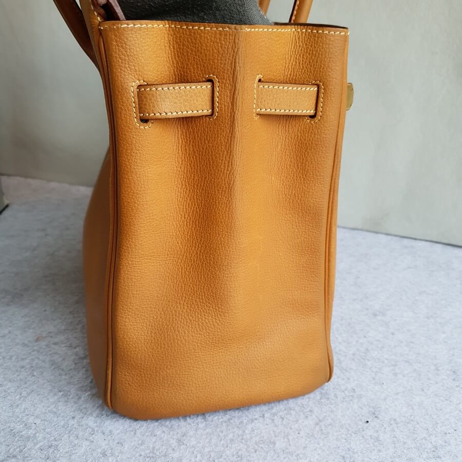 Hermes HAC 32cm Gold Brown Ardennes Leather with Gold Plated