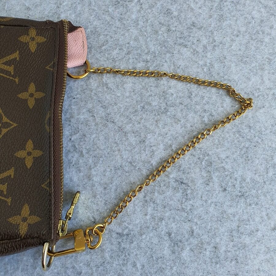 LV Mini Pochette Accessoires Monogram Canvas with Leather and Gold