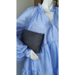 Salvatore Ferragamo Clutch Black/Dark Grey Leather with Silver Hardware #TOSU-4 - Image 16