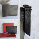 Salvatore Ferragamo Clutch Black/Dark Grey Leather with Silver Hardware #TOSU-4 - Image 2