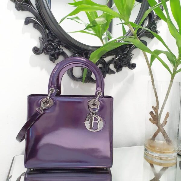 Dior Lady Dior Medium Purple Patent Leather with Black Hardware #GLTUO-1
