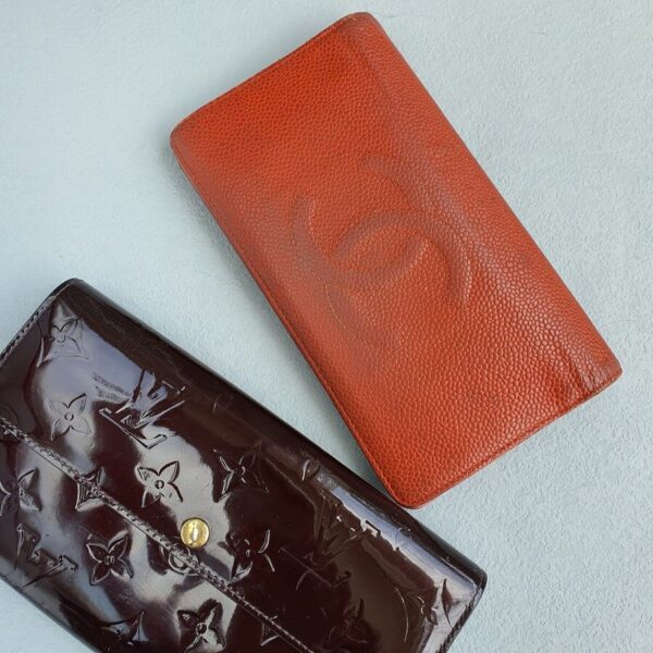 Chanel Flap Long Wallet Orange Grained Calfskin with Silver Hardware #GLTLR-1