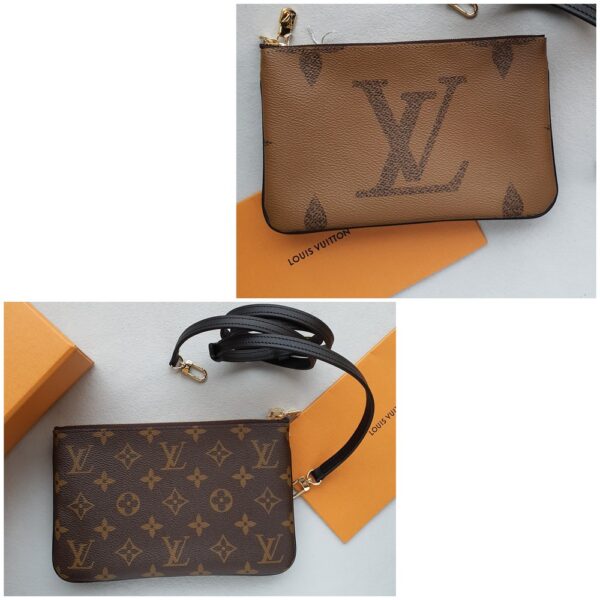 LV Double Zip Pochette M69203 Monogram Canvas with Leather and Gold Hardware #TOLK-2