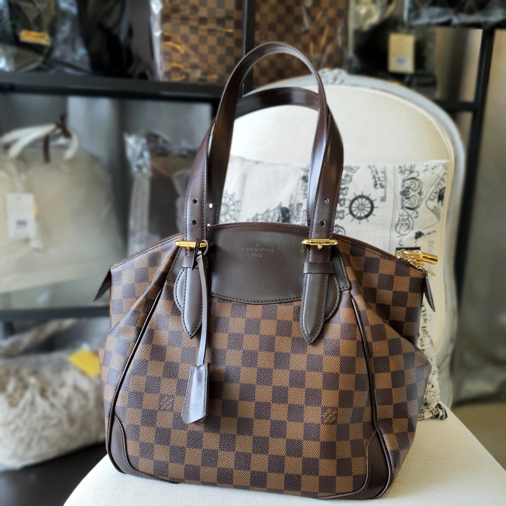 LV Verona Damier Ebene Coated Canvas with Leather And Gold Hardware #TRRR-1