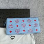 MCM Zippy Wallet Blue/Red Viseto coated canvas #OELK-6