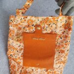 Miu Miu Roll-up Bag Orange Nylon /Leather with Gold Hardware #TOEO-2 - Image 3