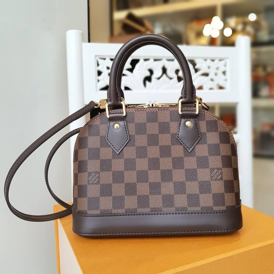 LV Alma BB Damier Ebene Coated Canvas with Leather and Gold Hardware #TOUS-2