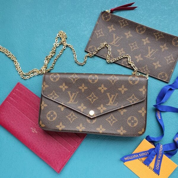 LV Felicie Brown Monogram Canvas with Gold Hardware #TOUS-1