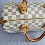 LV Speedy 30cm Damier Azur Coated Canvas with Gold Hardware #OEUT-10 - Image 9