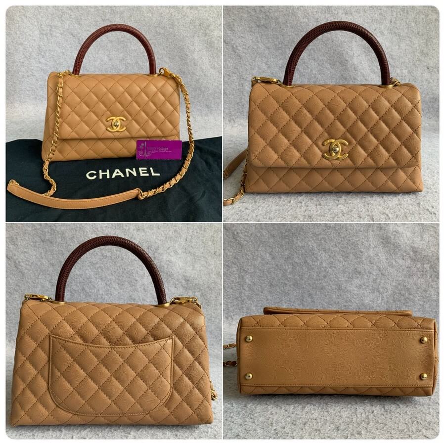 Chanel CoCo Handle Medium Caramel Brown Grained Calfskin with Gold