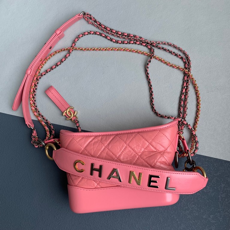 Chanel Gabrielle Small Hobo Pink Aged Calfskin with Gold/Silver/Ruthenium Hardware #OEOK-1