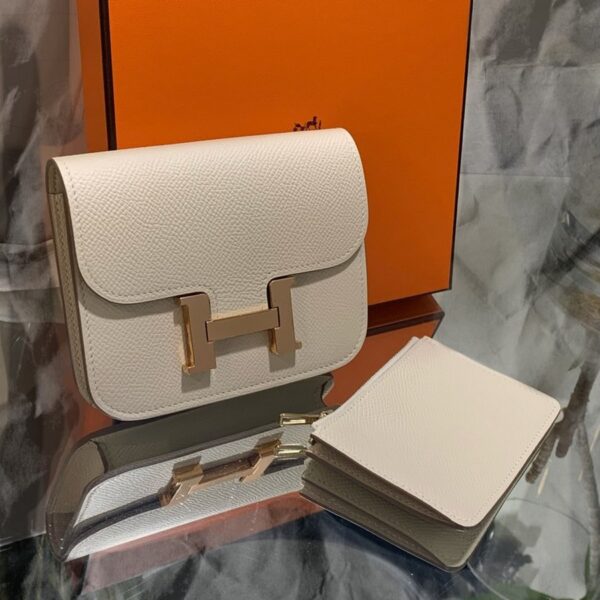 Hermes Constance Slim Craie Epsom Leather With Rose Gold Plated Hardware #OETL-1