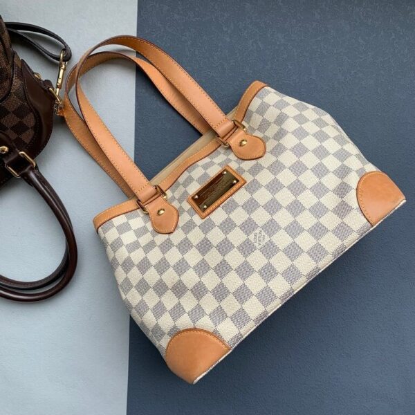 LV Hampstead PM Damier Azur Coated Canvas with Gold Hardware #OERU-3