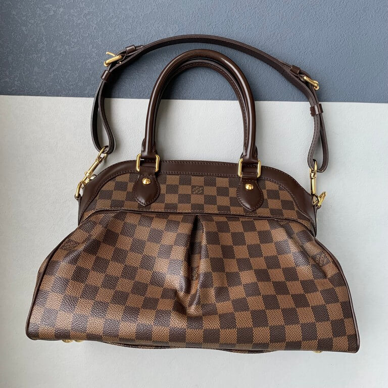 LV Trevi PM Brown Damier Ebene Coated Canvas with Leather and Gold Hardware #OERU-2