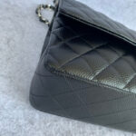 Chanel Medium Double Flap Black Grained Calfskin with Silver Hardware #OLLY-1 - Image 16