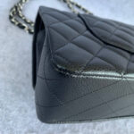 Chanel Medium Double Flap Black Grained Calfskin with Silver Hardware #OLLY-1 - Image 18