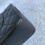 Chanel Medium Double Flap Black Grained Calfskin with Silver Hardware #OLLY-1 - Image 19