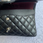 Chanel Medium Double Flap Black Grained Calfskin with Silver Hardware #OLLY-1 - Image 27