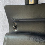 Chanel Medium Double Flap Black Grained Calfskin with Silver Hardware #OLLY-1 - Image 20