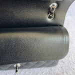 Chanel Medium Double Flap Black Grained Calfskin with Silver Hardware #OLLY-1 - Image 23