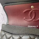 Chanel Medium Double Flap Black Grained Calfskin with Silver Hardware #OLLY-1 - Image 24