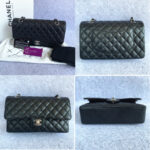 Chanel Medium Double Flap Black Grained Calfskin with Silver Hardware #OLLY-1 - Image 2