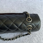 Chanel Medium Double Flap Black Grained Calfskin with Silver Hardware #OLLY-1 - Image 13