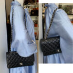 Chanel Medium Double Flap Black Grained Calfskin with Silver Hardware #OLLY-1 - Image 42