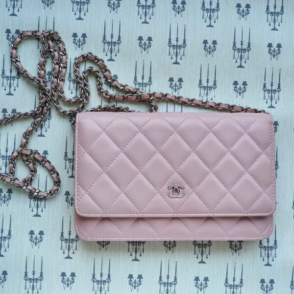 Chanel Wallet On Chain Pink Lambskin with Silver Hardware #OLCT-1