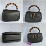 Gucci Top Handle Medium Black Calf Leather with Silver Hardware and Bamboo Details #OLYL-2 - Image 2