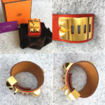 Hermes CDC SZS Bracelet Orange-red Swift Leather With Gold Plated Hardware #OLUS-2 - Image 2