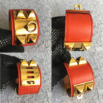 Hermes CDC SZS Bracelet Orange-red Swift Leather With Gold Plated Hardware #OLUS-2 - Image 3